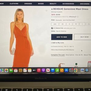 Revolve Genevieve Maxi Dress Michael Costello color Burnt Sienna- size small